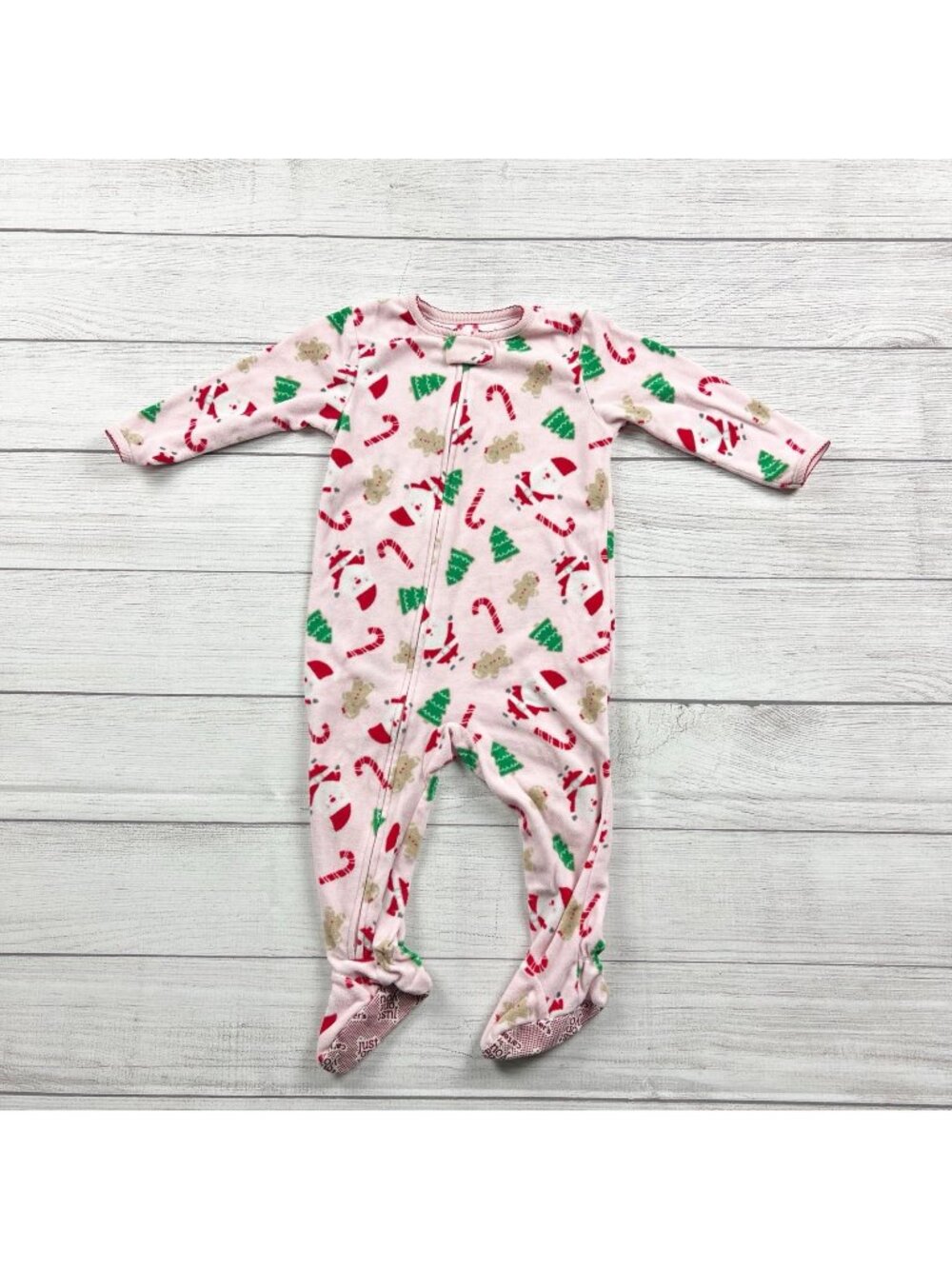Just One You Carter's Christmas Holiday Zip Up Footed Pajamas 12-18 Months